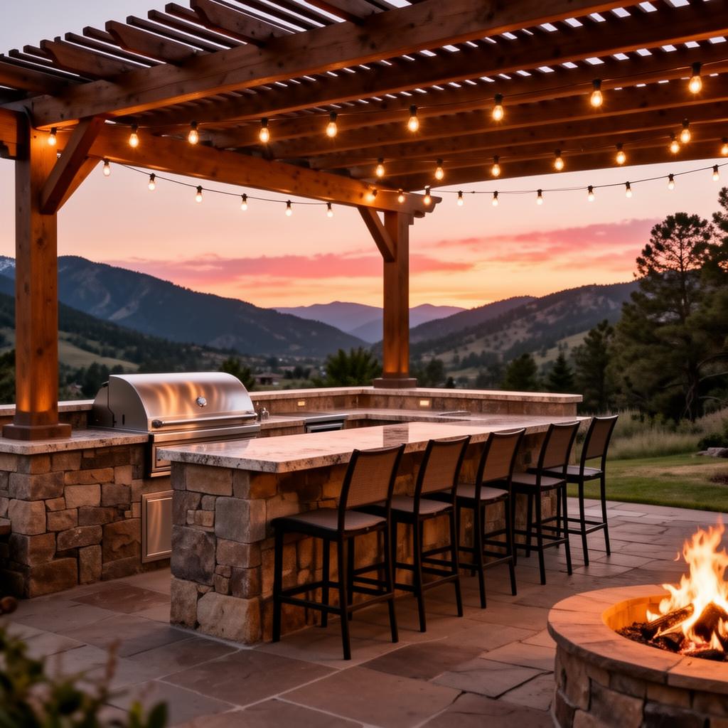 Covered outdoor living space in a Colorado Springs backyard